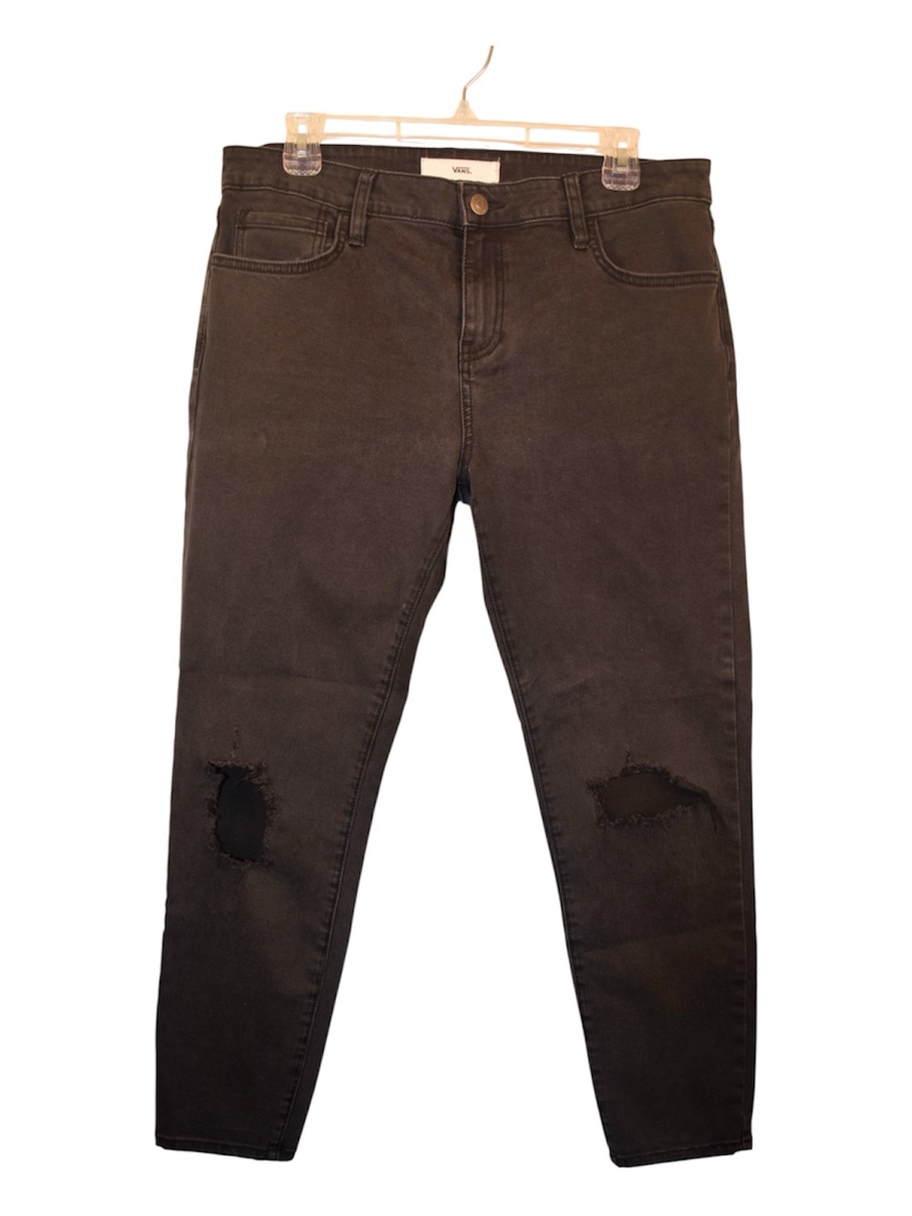 Vans Women's Black Skinny Jeans with Knee Rips